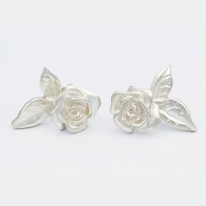 rose earrings in sterling silver