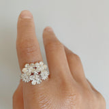 silver flower bouquet ring