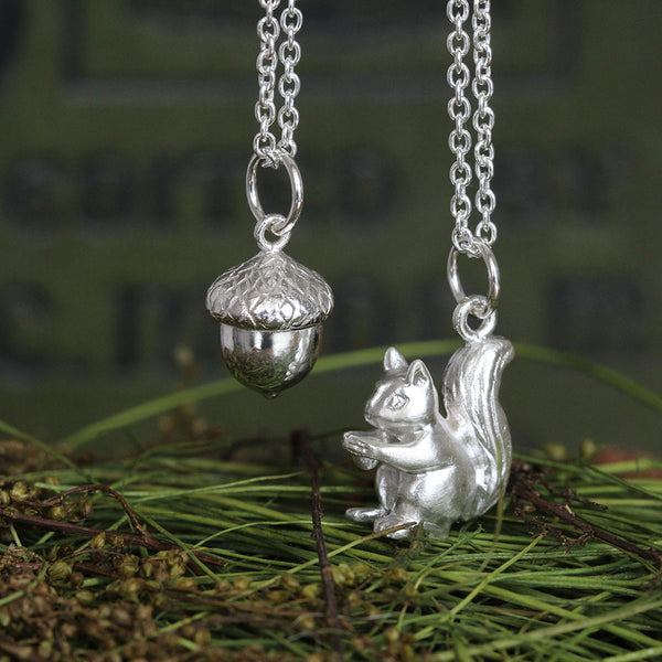 squirrel necklace and acorn necklace